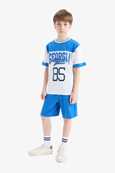 DeFacto 2Li Set Printed Short Sleeve T-Shirt Shorts Boys E3399A825Hs