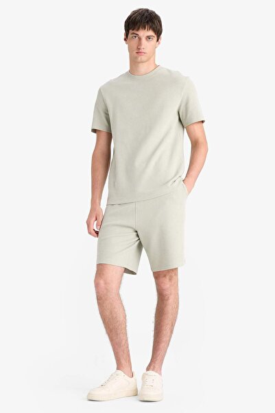 DeFacto Шорти с редовна кройка, текстуриран колан и шнур E2588AX25SM