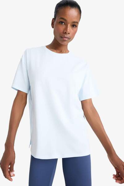 DeFacto Tricou sport cu mânecă scurtă, cu decolteu rotund, confortabil, E3494...