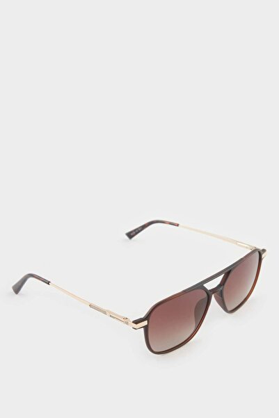 DeFacto Men's Oval Large Brown Plastic Frame Coffee Glass Polarized Sunglasse...