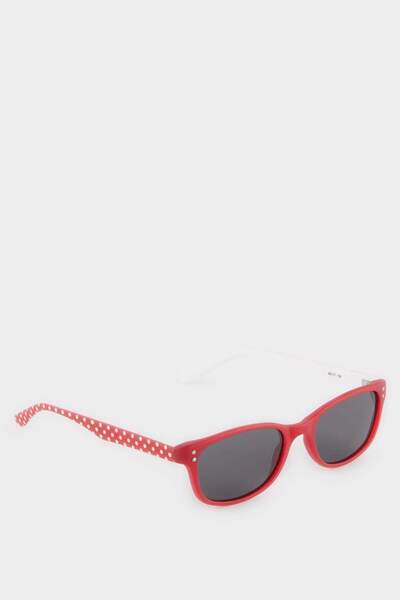 DeFacto Round Red Plastic Frame Black Glass Polarized Sunglasses for Girls Ch...