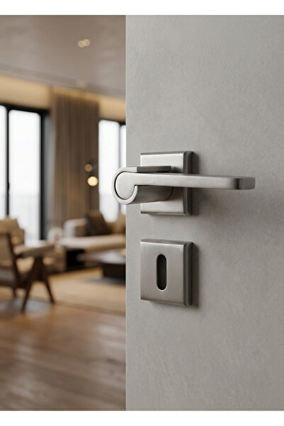 zerafev Lüks Zarafet Kare Rozetli Alüminyum Kapı Kolu (Kapı Kulbu) (Oda Tipi)...