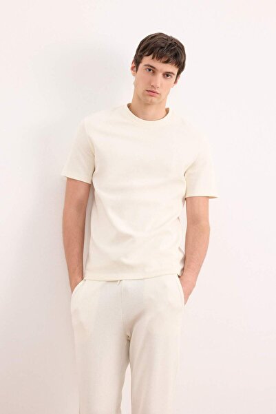 DeFacto Μπλουζάκι με κοντό μανίκι από βαμβακερό βαρύ ύφασμα με κανονική εφαρμ...