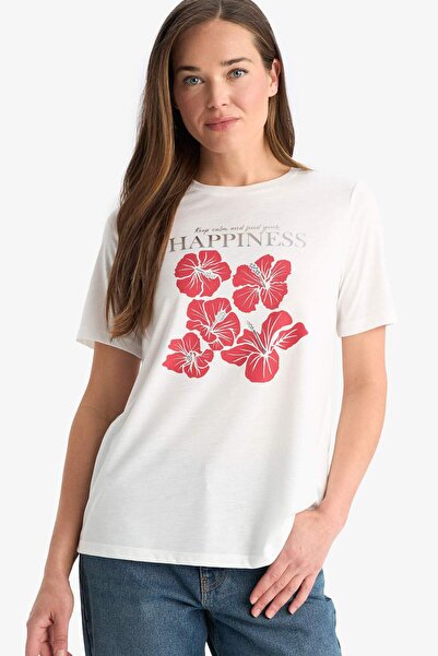 DeFacto Μπλουζάκι με κοντό μανίκι με κανονική εφαρμογή με λαιμόκοψη F4846AX25SM