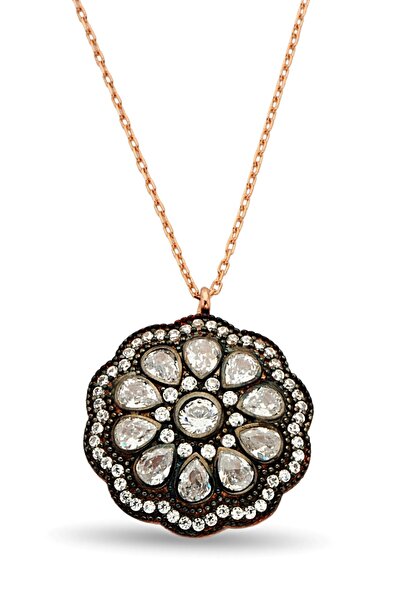 Argentum Concept 925 Ayar Gümüş Elmas Kesim Çiçek Model Kolye - N163401