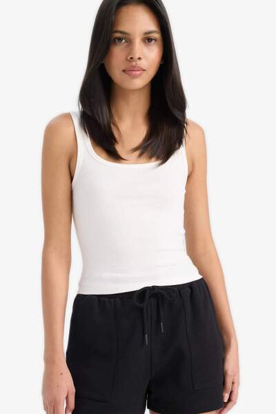 DeFacto Slim Fit Basic Plain Round Neck Ribbed Camisole Undershirt E5540Ax25Sm