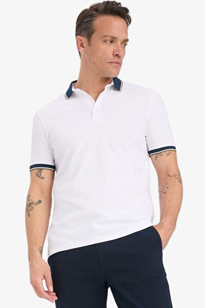 DeFacto Slim Fit Slim Fit Polo Neck Basic Solid Short Sleeve T-Shirt F4674Ax25Sm