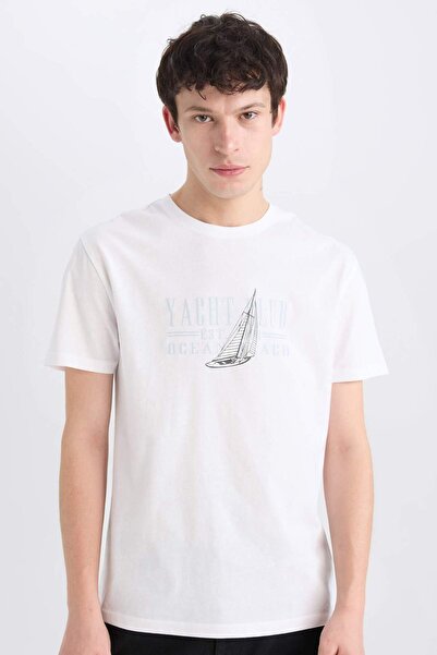 DeFacto Tricou cu mânecă scurtă, 100% bumbac, cu decolteu rotund, cu imprimeu...