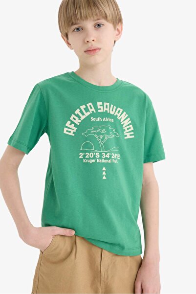 DeFacto Μπλουζάκι με στάμπα με λαιμόκοψη ποδηλάτου και κοντά μανίκια για αγόρ...