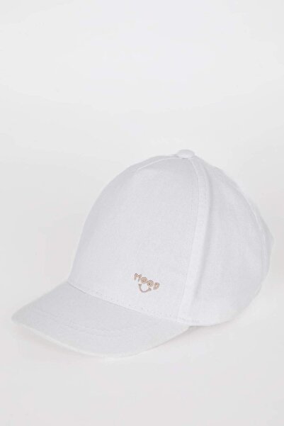 DeFacto Бейби момичешка шапка с бродерия от ленен микс D6882A525SM