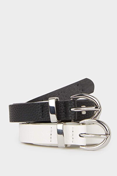 DeFacto Women's Faux Leather 2-Piece Casual Belt E7896Axns
