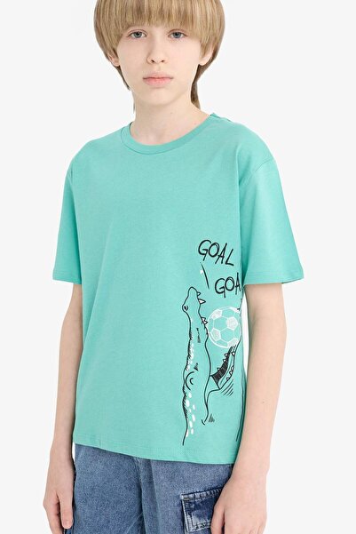 DeFacto Μπλουζάκι με στάμπα με λαιμόκοψη ποδηλάτου και κοντά μανίκια για αγόρ...