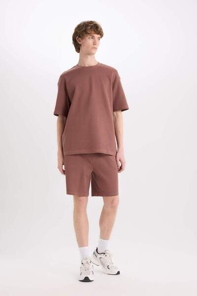 DeFacto %100 Pamuk Regular Fit Düz Paça Şort E0442AX25SM