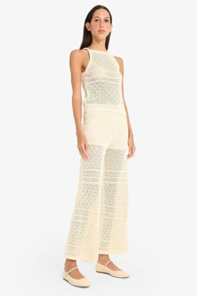 DeFacto Wide Leg Openwork Knitwear Trousers F3777Ax25Sm