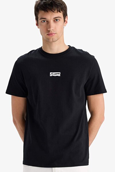 DeFacto Μπλουζάκι με κοντό μανίκι με τύπωμα από 100% βαμβάκι Regular Fit Crew...