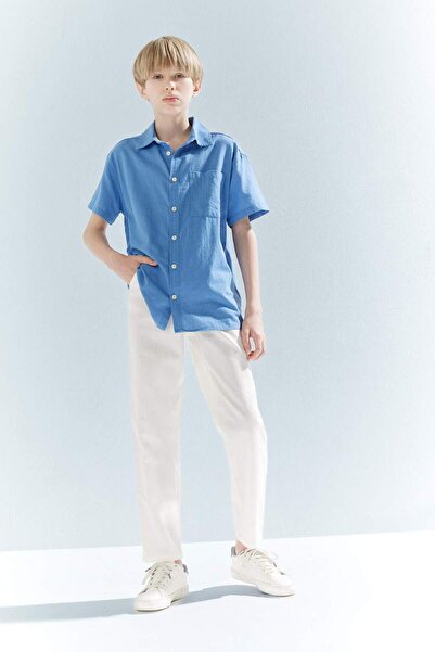 DeFacto Pantaloni Carrot Fit cu aspect de in, cu picior standard, pentru băie...