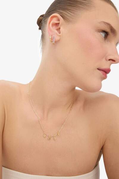 DeFacto Reis x 14 Ayar Altın Kaplama Fiora Chain Kadın Çiçekli ve Yıldızlı Go...