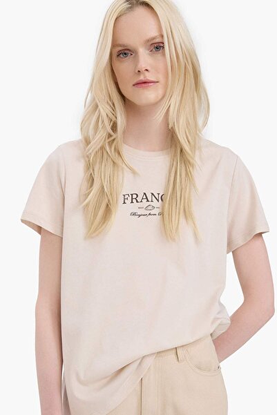 DeFacto 100% Βαμβάκι, Μπλουζάκι με στάμπα Relax Fit από χτενισμένο βαμβάκι E5...