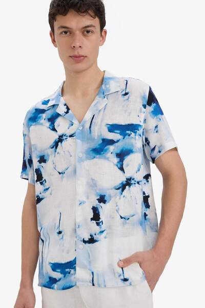 DeFacto Сучасна сорочка з коротким рукавом, з візерунком поло, з літнього льо...