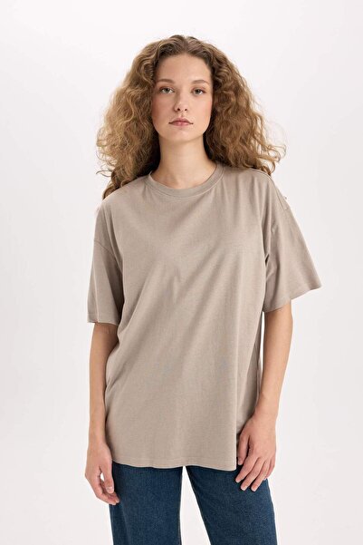 DeFacto 100% Cotton Oversized Basic T-Shirt V4136Az25Sm