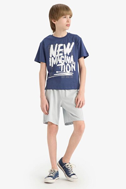DeFacto 2Li Suit Printed Short Sleeve T-Shirt Elastic Waist Shorts Boys F1231...