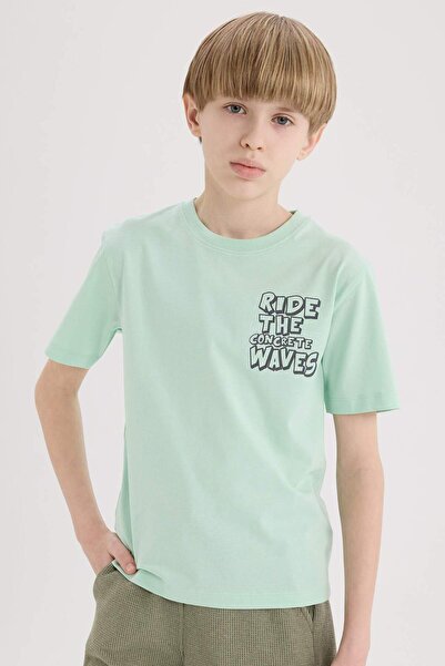 DeFacto Μπλουζάκι με στάμπα με λαιμόκοψη ποδηλάτου και κοντά μανίκια για αγόρ...