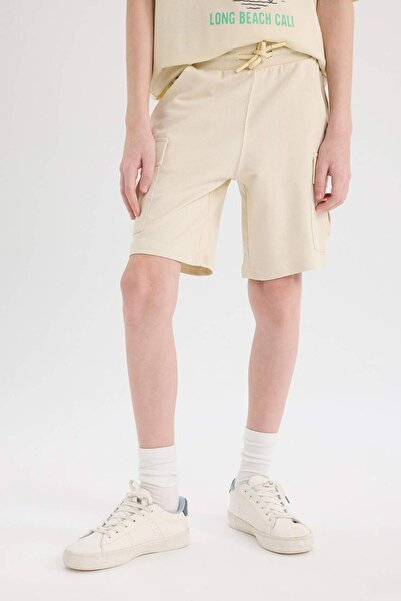 DeFacto Pantaloni scurți pentru băieți cu talie elastică și buzunare cargo B5...