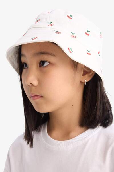 DeFacto Pălărie tip găleată din bumbac cu model pentru fete D8414A825SM