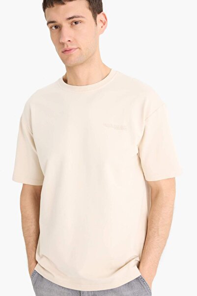 DeFacto Μπλουζάκι με κοντό μανίκι με στάμπα με λαιμόκοψη Boxy Fit E3460AX25SP