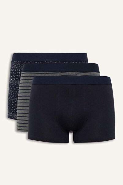 DeFacto Regular Fit Şal Desenli 3lü Boxer E7202AX25SM