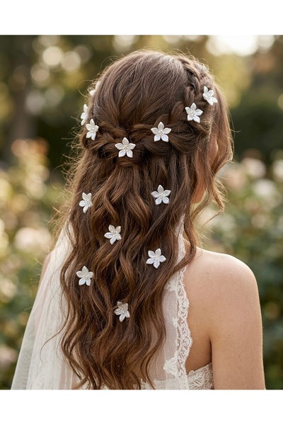 ASİMEL TASARIM 10 قطع من تصميم ديزي أبيض مكسور لحفلات الزفاف والتصوير الخارجي...