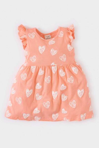 DeFacto Літнє плаття з коротким рукавом і серцевим візерунком для дівчинки A0...
