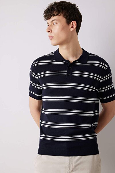 DeFacto Tricou cu mânecă scurtă cu dungi cu guler polo cu croiala normală E26...