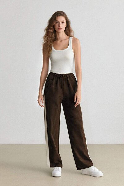 DeFacto Palazzo-Hose aus gestreiftem Stoff mit weitem Bein und normaler Taill...