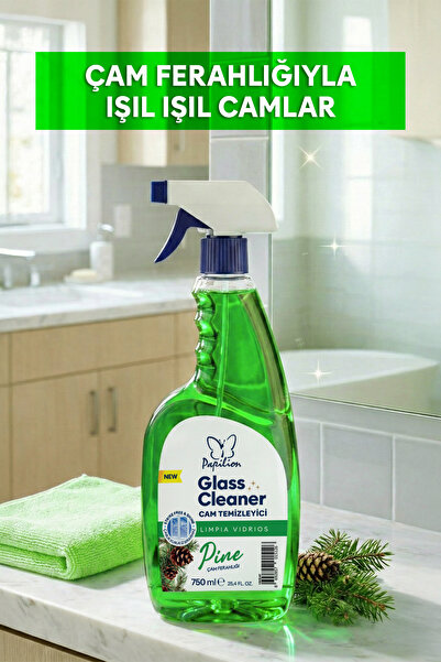 Papilion Çam Kokulu Cam Temizleyici Sprey 750 ML İz Bırakmayan Cam Sil Ayna v...