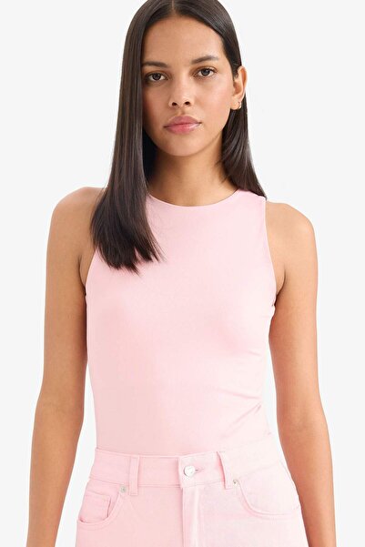 DeFacto Afra x Slim Fit Κορμάκι με λαιμόκοψη με κουμπωτά κουμπιά F0357AX25SM