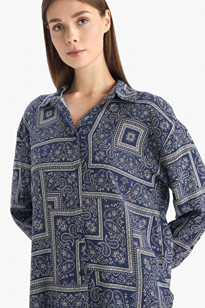 DeFacto Shawl Patterned Viscose Beach Shirt-Fall in Love C3158Ax25Sp