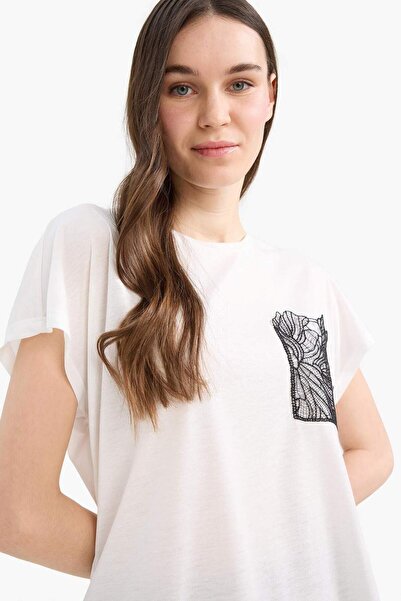 DeFacto Regular Fit okrugla kragna Štampano Majica kratkih rukava E9054AX25SM