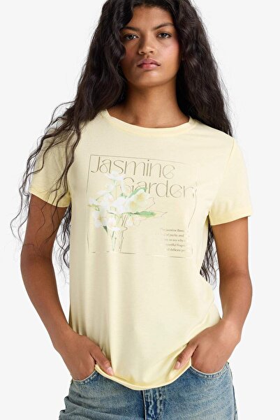 DeFacto Регулярний крій, велосипедний комір, короткі рукави, футболка з принт...