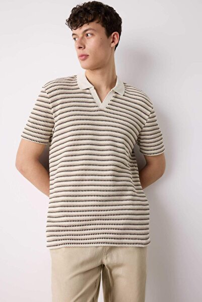 DeFacto Μπλουζάκι με κοντό μανίκι με ριγέ γιακά Polo με κανονική εφαρμογή D72...