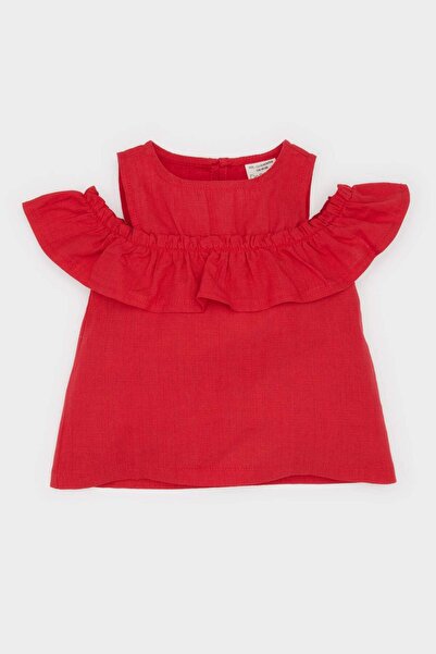 DeFacto Kurzarmbluse aus Popeline mit Rundhalsausschnitt und Volants für Baby...