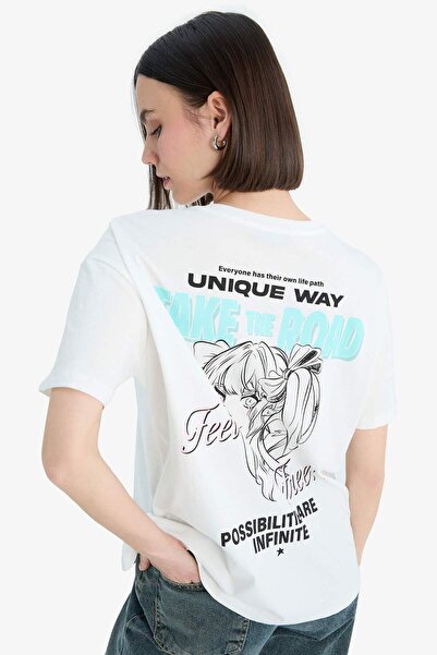 DeFacto Coool Oversize Wide Fit Crew Neck Bedrucktes Kurzarm-T-Shirt F2241AX25SM