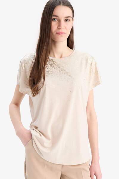 DeFacto Cremă pentru femei tricou C2111AX/BG722