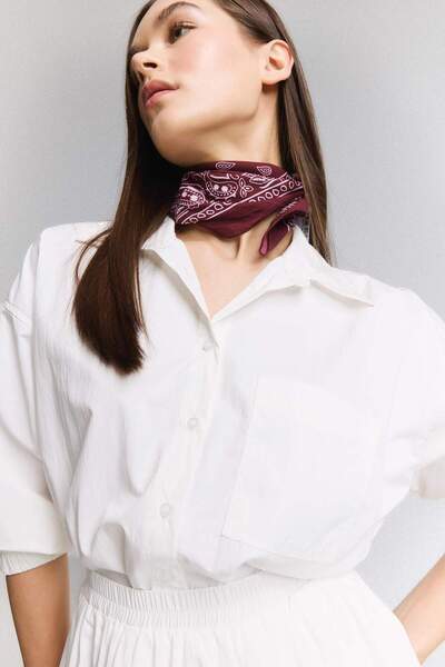 DeFacto Oversize Wide Fit Basic Plain Parachute Long Sleeve White Shirt E6693...