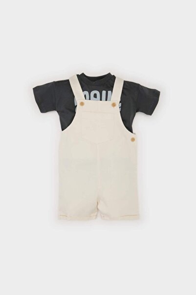 DeFacto 2Li Takım Printed Short Sleeve T-Shirt Salopet Overalls Baby Boy B807...