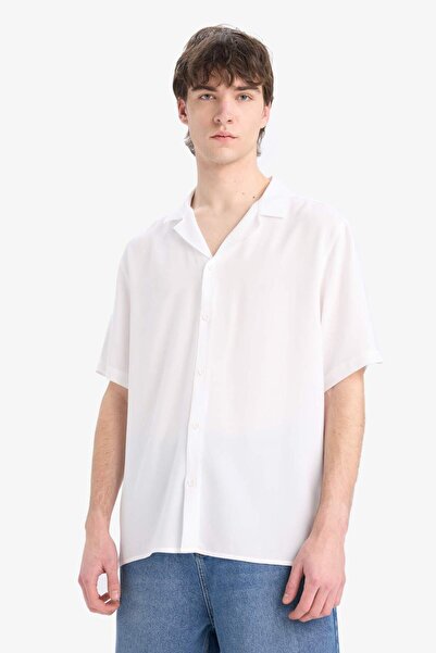 DeFacto Regular Fit Apaş Yaka Yazlık Kısa Kollu Gömlek E2533AX25SM