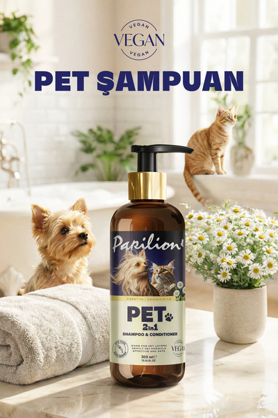 Papilion 2in1 Papatya Özlü Pet Şampuanı Köpek ve Kedi İçin Vegan Boya İçermey...