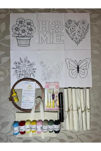 ZİORA HOME ÇİÇEK ŞABLONLU PUNCH İŞLEME SETİ