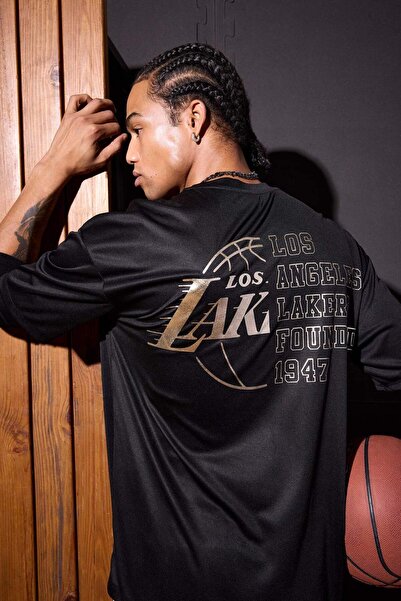 DeFacto NBA Los Angeles Lakers Boxy Fit T-Shirt mit Rundhalsausschnitt und Rü...