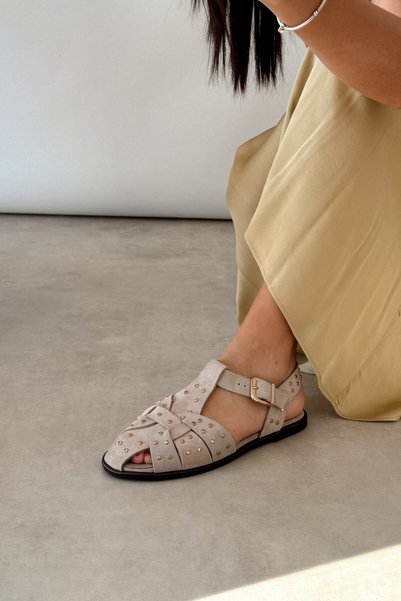 nope21shoess Silva Beige Genuine Leather Sandals